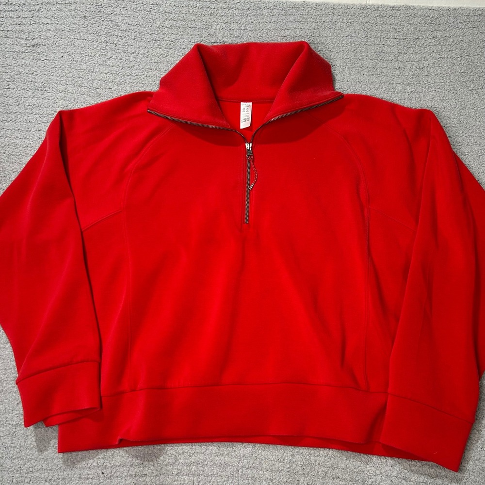 Spanx Pullover AirEssentials Half Zip 1X Red Athleisure Loungewear Soft - Picture 2 of 8